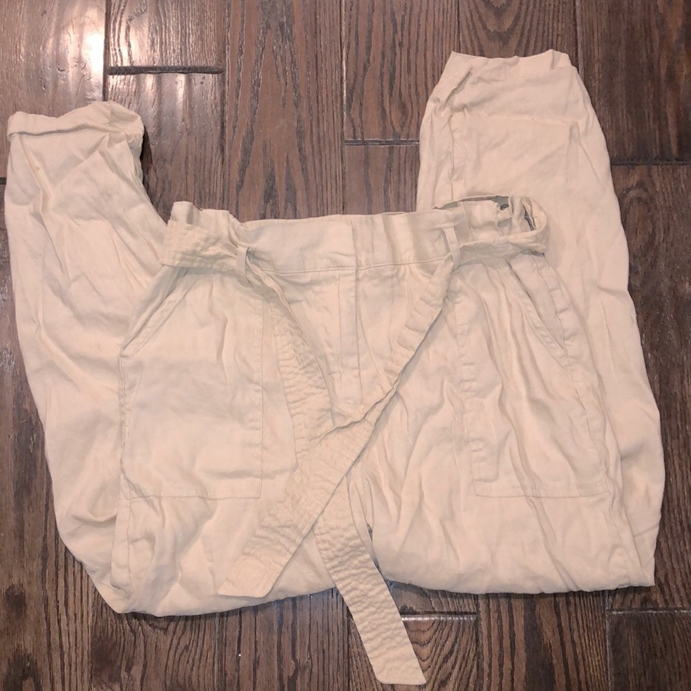 CALVIN KLEIN tan cozy pants size large linen fabric blend